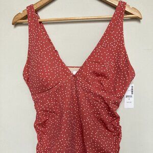 NWT Thyme Maternity Micro Polka Dot Print One-Piece Swimsuit Size M